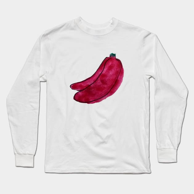 Pink banana watercolor design Long Sleeve T-Shirt by Artistic_st